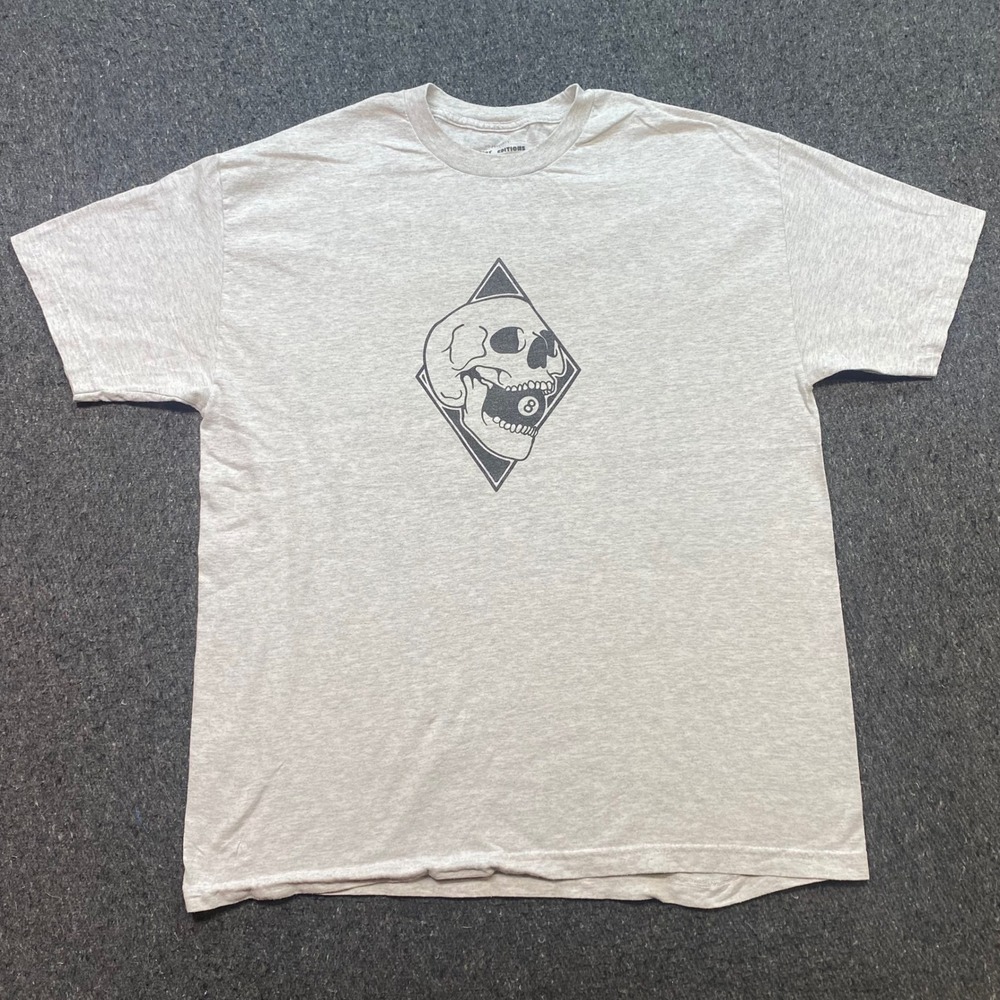Urban Outfitters Joe Flores TShirt Sz XL Mens Gray Skater Skull 8 Ball Graphic